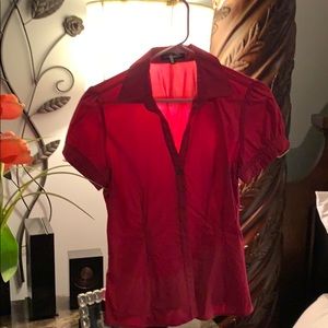 Pink capped sleeve button up